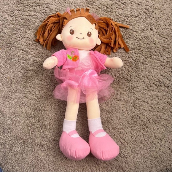 Linzy Plush Doll 17” Brown Hair Colorful Dress Rag Doll Cute Plush - Picture 1 of 3